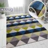 Xrugs Modern Rugs Petrol Blue Lime Green Grey Diamond Pattern Carpet Bedroom Floor Mat