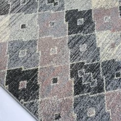 Xrugs Dusty Pink Grey Rug Geometric Pattern Small Large Carpet Woven Living Room Bedroom Mat Modern