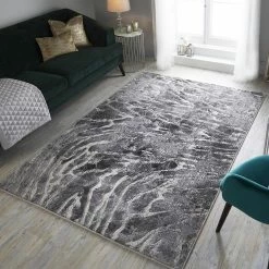 Xrugs Grey Marble Rug Modern Patterned Carpet Soft Woven Bedroom Living Room Floor Mat