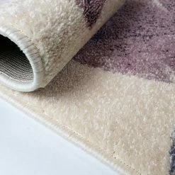 Xrugs Modern Floral Rug Ivory Grey Cream Pink Low Pile Woven Carpet Bedroom Floor Mat