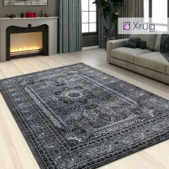 Xrugs Oriental Rug Grey Thick Soft Floral Traditional Rug Carpet Extra Large Small Woven Area Mat Modern