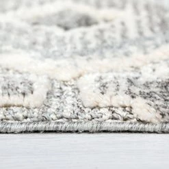 Xrugs Grey Rug Bedroom Geometric Tufted 3D Diamond Pattern Woven Carpet Tassels Mat Modern