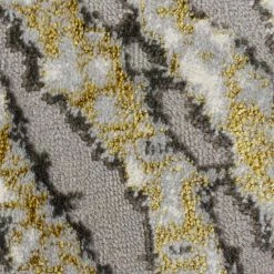 Xrugs Grey Rug Modern Geometric Gold Cream Circle Pattern Bedroom Carpet Woven Mat New