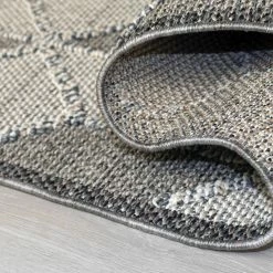 Xrugs Flat Pile Rug Grey Beige Modern Tufted Diamond Geometric Pattern Carpet Area Mat