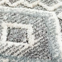 Xrugs Grey Rug Bedroom Geometric Tufted 3D Diamond Pattern Woven Carpet Tassels Mat Modern