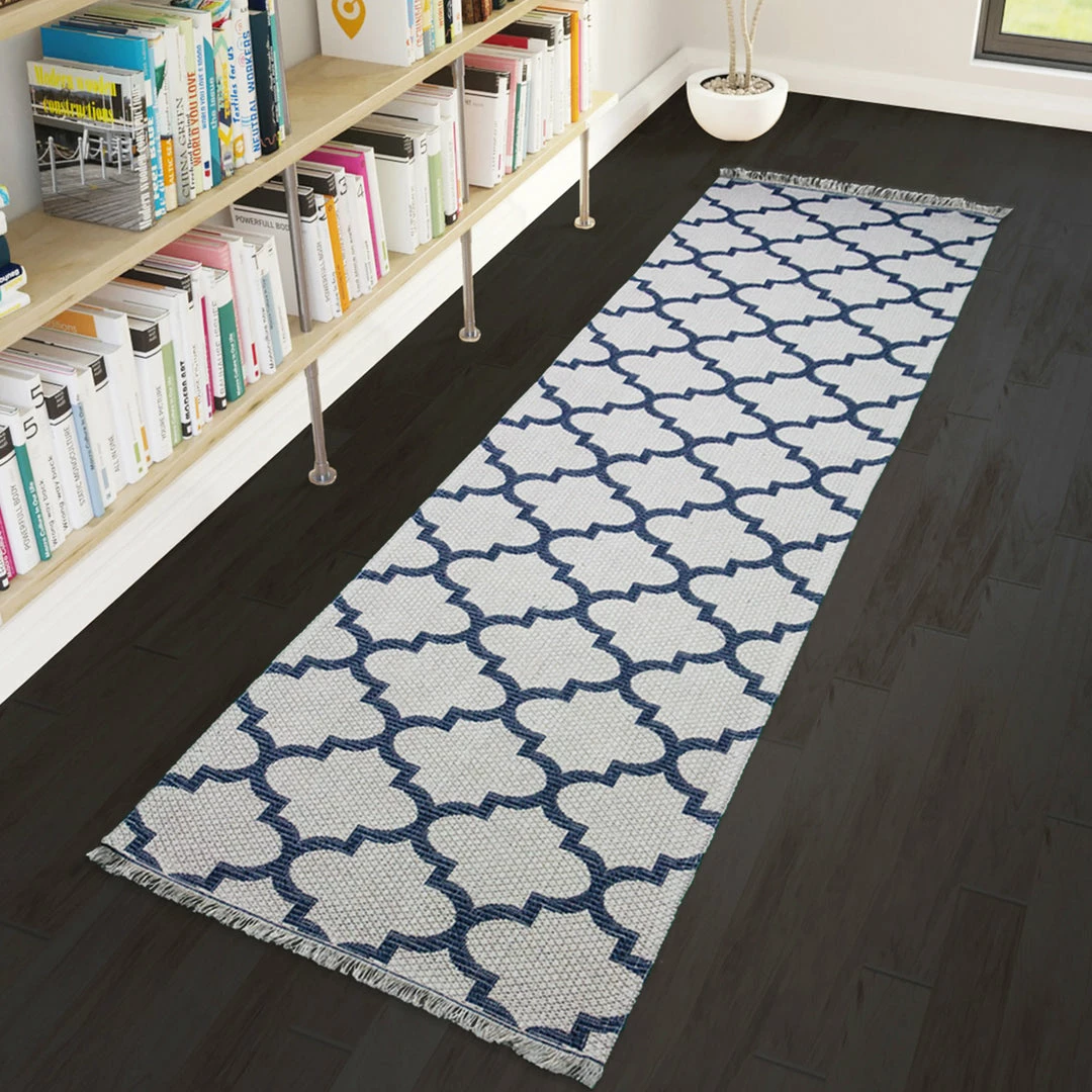 Xrugs Runner Rug Cream Blue 300cm Cotton Machine Washable With Tassels Natural Runner For Bedroom Hallway Cotton Rugs 1 Xrugs Runner Rug Cream Blue 300cm Cotton Machine Washable With Tassels Natural Runner For Bedroom Hallway Cotton Rugs