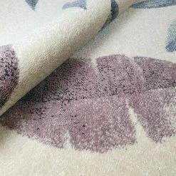 Xrugs Modern Floral Rug Ivory Grey Cream Pink Low Pile Woven Carpet Bedroom Floor Mat