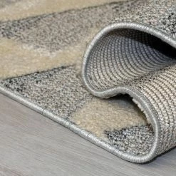 Xrugs Grey And Beige Rug Tufted Geometric Pattern Tassels Bedroom Thick Soft Carpet