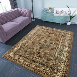 Xrugs Beige Oriental Rug Thick Soft Floral Traditional Rug Carpet Extra Large Small Living Room Bedroom Mat Modern