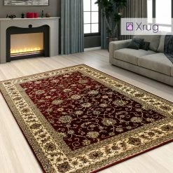 Xrugs Red Oriental Rug Traditional Carpet Floral Beige Cream Pattern Extra Large Small Thick Soft Area Mat