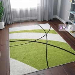 Xrugs Modern Сream And Green Rug Abstract Woven Living Room Bedroom Rug Carpet Mat Large Small