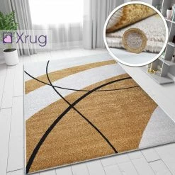 Xrugs Cream Yellow Gold Rug Living Room Bedroom Rugs Carpets Soft Short Pile Contemporary Woven Mat