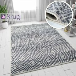 Xrugs Modern Cream And Grey Rug Aztec Patterned Woven Soft Carpet Small Large Bedroom Living Room Rug Floor Area Mat