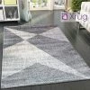 Xrugs Modern Grey Cream Rug Geometric Pattern Woven Low Pile Carpet Mat For Living Room Or Bedroom