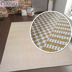 Xrugs Cotton Rugs Small Extra Large Runners Mustard Yellow Cream White Washable Flat Weave Carpets Striped Woven Area Mats