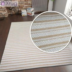 Xrugs Cotton Rug Yellow Mustard Cream Striped Small Large Runner Washable Living Room Bedroom Flat Woven Carpet Area Mat Cotton Rugs