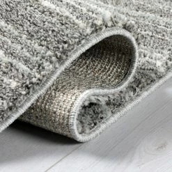 Xrugs Grey Rug Bedroom Modern Striped Soft Pile Carpet Tassels Large Small Woven Mat