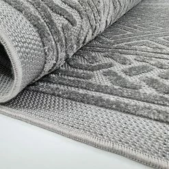 Xrug Outdoor Rug Silver Grey Large XL Small For Garden Patios Gazebo Decking Soft Woven Greek Key Geometric Mat