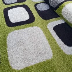 Xrugs Olive Green Rug Modern Cubic Style Carpet For Living Room Bedroom Large Green Rugs