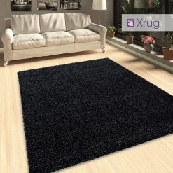 Xrugs Shaggy Rug Dark Grey Anthracite Fluffy Carpet Extra Large Small Circle Round Mat For Living Room Bedroom