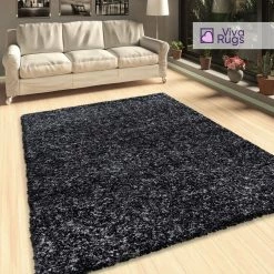 Xrugs Grey Shaggy Rug Thick Pile Fluffy Carpet Extra Large Small Living Room Bedroom Long Pile Carpet Modern