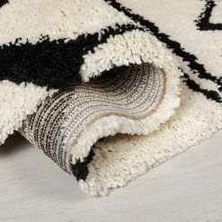 Xrugs Cream Shaggy Rug Moroccan Berber Pattern Fluffy Carpet Living Room Bedroom Mat Modern