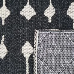 Xrugs Cotton Rugs Modern Black Rug 100% Cotton Washable Large Small Living Room Carpet Diamond White Cream Pattern Flat Woven Mat