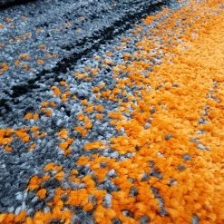 Xrugs Modern Rug Orange Grey Black Abstract Geometric Pattern Large Small Carpet For Living Room Bedroom