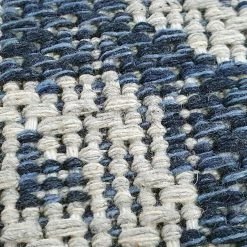 Xrugs Cotton Rug Machine Washable Navy Blue Grey Oriental Pattern Flat Weave Carpet Runner Large Small