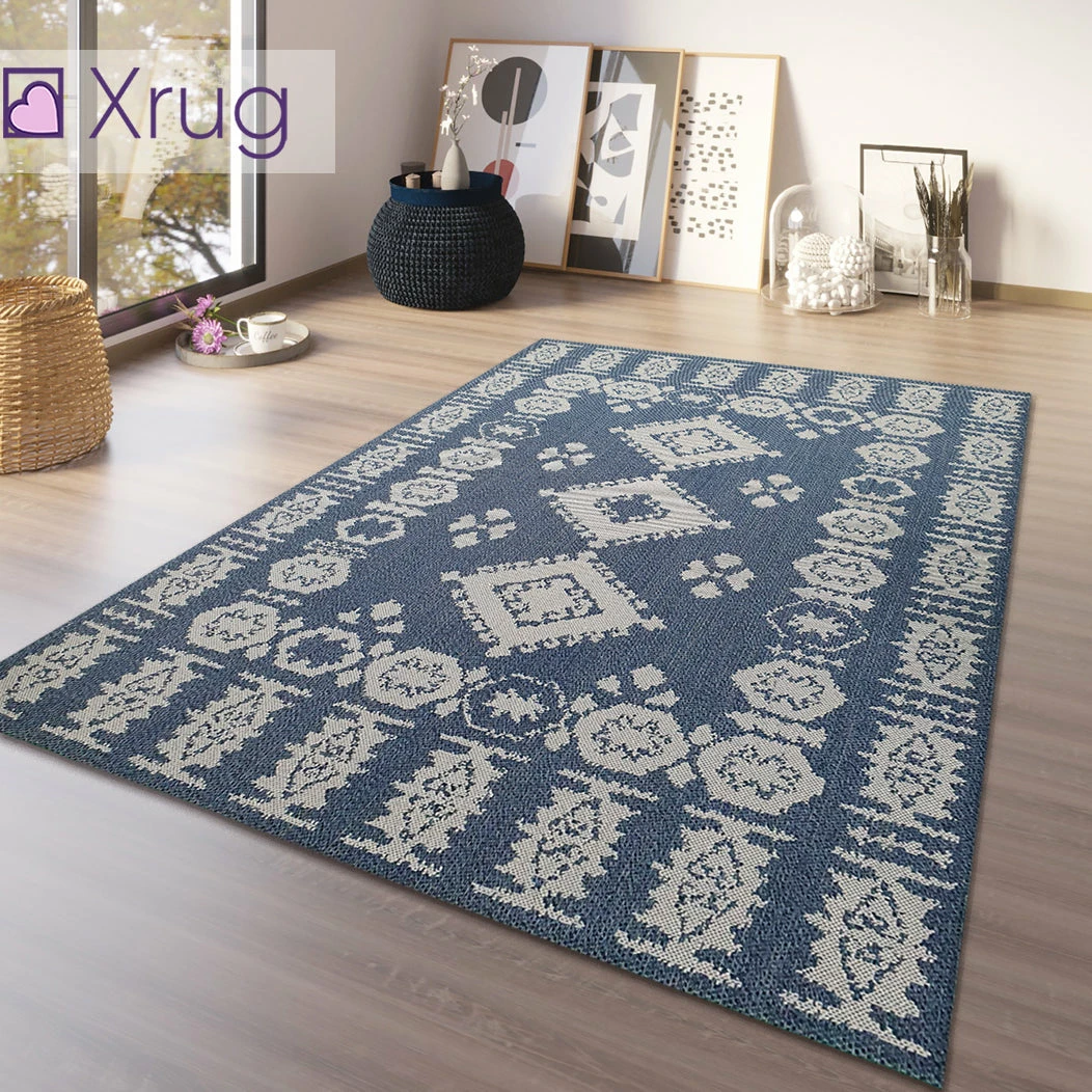 Xrugs Navy Blue Rug 100% Cotton Washable Rugs Runners Moroccan Pattern Flat Weave Area Mat Large Small 1 Xrugs Navy Blue Rug 100% Cotton Washable Rugs Runners Moroccan Pattern Flat Weave Area Mat Large Small