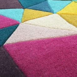 Xrugs Wool Rug Abstract Multicoloured Carpet Modern Natural Thick Geometric Area Mat