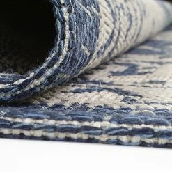 Xrugs Cotton Rug Machine Washable Navy Blue Grey Oriental Pattern Flat Weave Carpet Runner Large Small