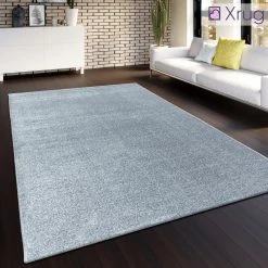 Xrugs Grey Rug Monochrome Silver Grey Carpet Plain Bedroom Living Room Mat Large Small Modern