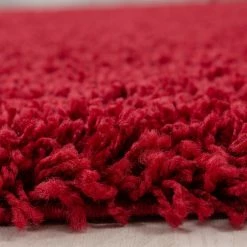 Xrugs Shaggy Rug Red Fluffy Long Pile Mat New Modern Small Large Bedroom Plain Carpets
