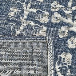 Xrugs Cotton Rug Machine Washable Navy Blue Grey Oriental Pattern Flat Weave Carpet Runner Large Small