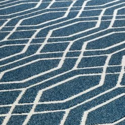 Xrug Outdoor Rug Navy Blue Moroccan Trellis Pattern Geometric Mat For Garden Patio Terrace Balcony Outdoor Rugs