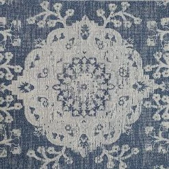 Xrugs Cotton Rug Machine Washable Navy Blue Grey Oriental Pattern Flat Weave Carpet Runner Large Small