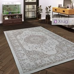 Xrugs Cotton Rugs Cotton Rug Vintage Oriental Pattern Brown Cream Grey Natural Flatweave Carpet Mat Large Small Runner