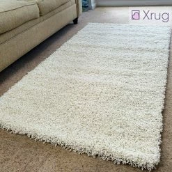Xrugs Shaggy Rugs White Cream Soft Fluffy Rug Long Pile Living Room Bedroom Carpet Mat