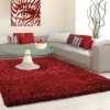 Xrugs Modern Rug Fluffy Shaggy Red High Pile Floor Carpet Dining Room Lounge Mat Round