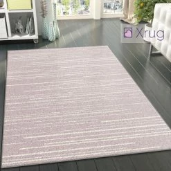 Xrugs Striped Rug Pink Cream Modern Pattern Mat Large Woven Living Room Lounge Carpet