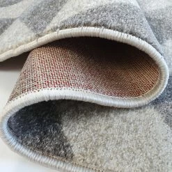 Xrugs Grey Cream Rug Geometric Pattern Woven Living Room & Bedroom Carpet Mat Small Large