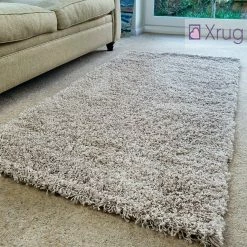 Xrugs Shaggy Rug Light Brown Mink Soft Fluffy Carpet Long Pile Mat Bedroom Living Room