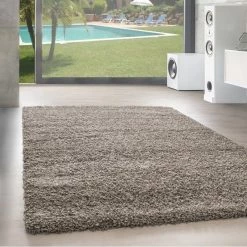 Xrugs Fluffy Rug Grey Beige Deep Pile Shaggy Mats Modern Plain Room Carpet Small Large