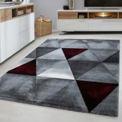 Xrugs Modern Geometric Rug Red Black Grey Diamond Pattern Mat Dining Room Area Mat New