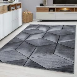 Xrugs Abstract Rug Grey Black Modern Geometric Pattern Mat Small Large Bedroom Carpets