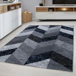 Xrugs Geometric Rug Grey Blue Zig Zag Pattern Carpets Bedroom Floor Modern Chevron Mat