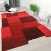 Xrug Red Wool Rug Thick Geometric Carpet Check Bedroom Living Room Mat Small X Large