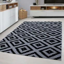 Xrugs Geometric Rug Black And Grey Check Pattern Carpet Small Large Modern Bedroom Mat