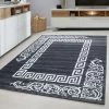 Xrugs Grey Patterned Rug Oriental Border Design Mat Modern Room Floor Area Carpet Hall